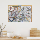 ヴィンテージ16世紀の東南アジアの地図 ポスター (キッチン)