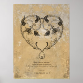 ヴィンテージ16世紀ハートと聖なる書物、 経典 ポスター