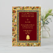 ヴィンテージ1618エレガントインディアンフローラ結婚 箔招待状 (立ち正面)