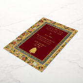 ヴィンテージ1618エレガントインディアンフローラ結婚 箔招待状 (回転した状態)