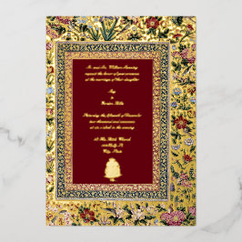 ヴィンテージ1618エレガントインディアン鳥類とフローラ結婚ズ 箔招待状