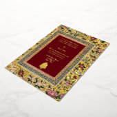 ヴィンテージ1618エレガントインディアン鳥類とフローラ結婚ズ 箔招待状 (回転した状態)