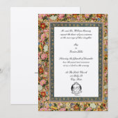 ヴィンテージ1618 エレガントなインドの花のウェディング 招待状 (正面/裏面)