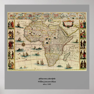 ヴィンテージ1660のアフリカ地図Willem Janszoon Blaeu ポスター