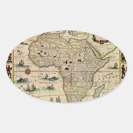 ヴィンテージ1660のアフリカ地図Willem Janszoon Blaeu 楕円形シール (正面)
