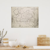 ヴィンテージ1692サレムMA村の地図(1866) ポスター (キッチン)