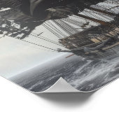 ヴィンテージ17世紀黒船満帆 ポスター (角)