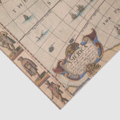 ヴィンテージ1700年代アメリカ・シャビー・シック・デコパージュの地図 薄葉紙 (詳細)