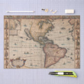 ヴィンテージ1700年代アメリカ・シャビー・シック・デコパージュの地図 薄葉紙 (クラフト)