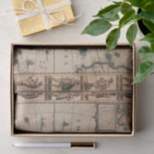 ヴィンテージ1700年代アメリカ・シャビー・シック・デコパージュの地図 薄葉紙 (ギフト)