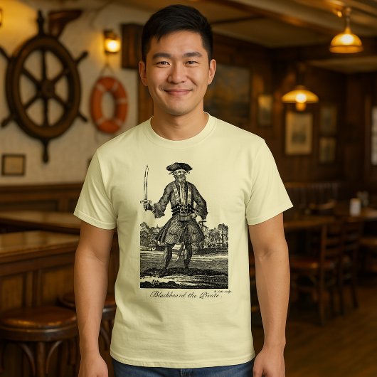 ヴィンテージ1725 Blackbeard海賊エッチング Tシャツ
