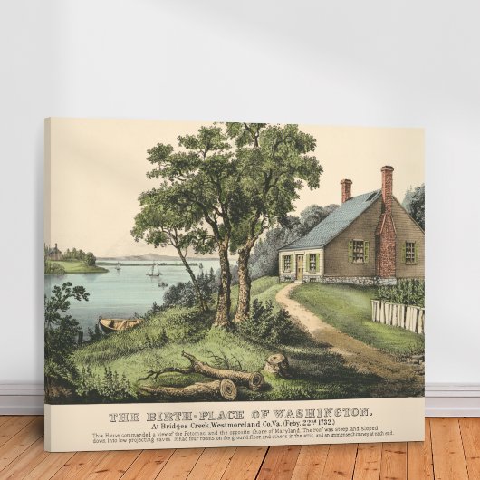 ヴィンテージ1732ジョージワシントンの生家 キャンバスプリント
