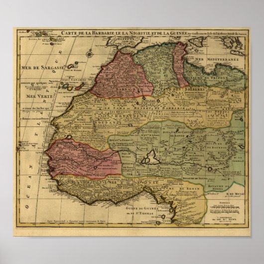 ヴィンテージ1742北アフリカマップ ポスター (正面)