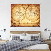 ヴィンテージ1773ワールドマップウォールアート キャンバスプリント (インサイチュ (寝室))