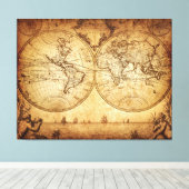 ヴィンテージ1773ワールドマップウォールアート キャンバスプリント (インサイチュ (ウッドフロア))