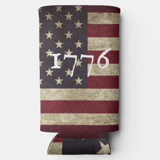 ヴィンテージ1776アメリカ国旗 スリム缶クーラー (裏面)
