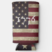 ヴィンテージ1776アメリカ国旗 スリム缶クーラー (正面)