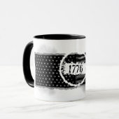 ヴィンテージ1776ブラックインク水彩国旗7月4日 マグカップ (正面左)