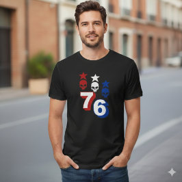 ヴィンテージ1776 パトリオティックアメリカンスカルTシャツ 76 Tシャツ