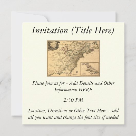 ヴィンテージ1777のPhelippeaux著アメリカのコロニーの地図 招待状 (正面)