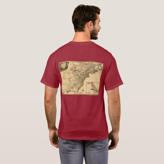 ヴィンテージ1777のPhelippeaux著アメリカのコロニーの地図 Tシャツ (裏面フル)