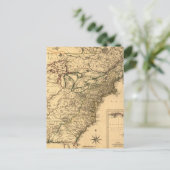 ヴィンテージ1777アメリカ植民地の地図Phelippeaux ポストカード (スタンド正面)