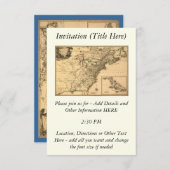 ヴィンテージ1777アメリカ植民地地図(Phelippeaux) 招待状 (正面/裏面)