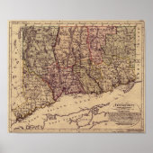 ヴィンテージ1796コネチカットの地図 ポスター (正面)