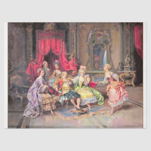 ヴィンテージ18世紀のパーティーエレガント分離 薄葉紙 (正面)