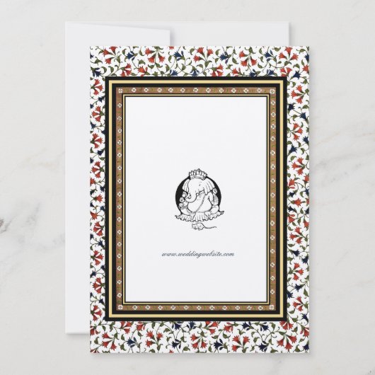 ヴィンテージ18世紀エレガントインディアン結婚フローラ 招待状 (裏面)