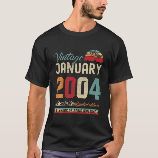 ヴィンテージ18誕生日2004年1月18日 Tシャツ (正面)