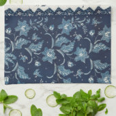 ヴィンテージ1800のパターン青と白 キッチンタオル (折り畳み)