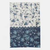 ヴィンテージ1800のパターン青と白 キッチンタオル (縦)