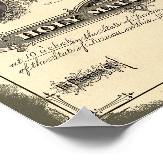 ヴィンテージ1800婚姻証明書 ポスター (角)