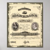 ヴィンテージ1800婚姻証明書 ポスター (正面)
