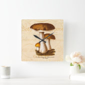 ヴィンテージ1800年代のマッシュルームスカバー茶色のキノコ スクエア壁時計 (ホーム)