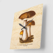 ヴィンテージ1800年代のマッシュルームスカバー茶色のキノコ スクエア壁時計 (傾斜)