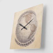 ヴィンテージ1800年代の世界地図西半球グローブ スクエア壁時計 (傾斜)