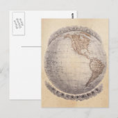 ヴィンテージ1800年代の世界地図西半球グローブ ポストカード (正面/裏面)