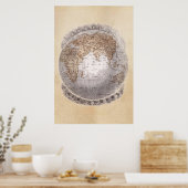 ヴィンテージ1800年代の世界地図Eastern Emphan Globe ポスター (キッチン)