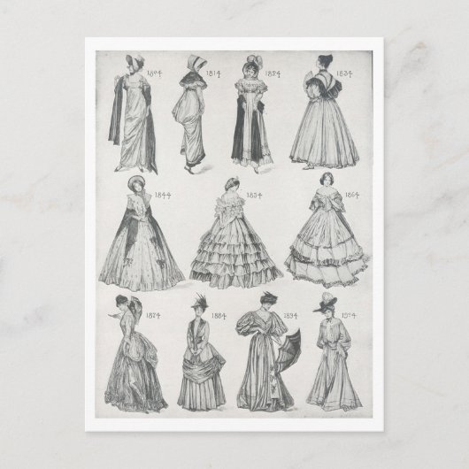 ヴィンテージ1800年代の女性のファッション ポストカード (正面)