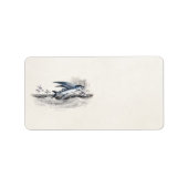 ヴィンテージ1800年代の青飛んでいるい魚の海波 ラベル (正面)