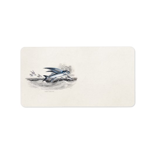 ヴィンテージ1800年代の青飛んでいるい魚の海波 ラベル (正面)