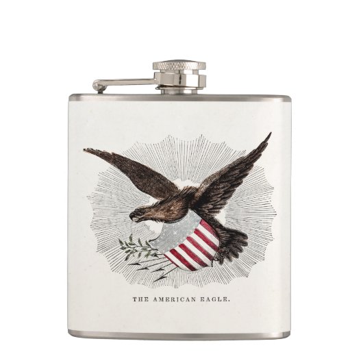 ヴィンテージ1800年代アメリカワシ鳥イラストレーション フラスク (正面)