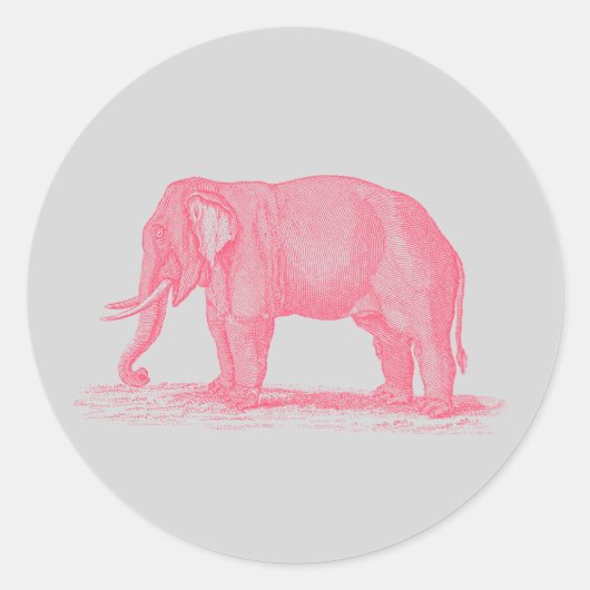 ヴィンテージ1800年代ゾウの上のピンクのゾウ ラウンドシール (正面)
