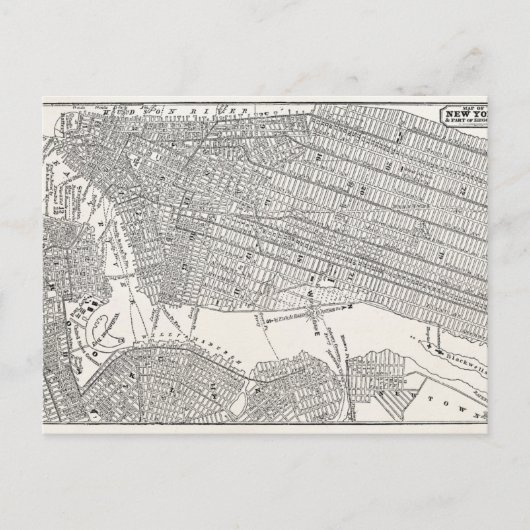 ヴィンテージ1800年代ニューヨーク市ブルックリン地図NYC地図 ポストカード (正面)