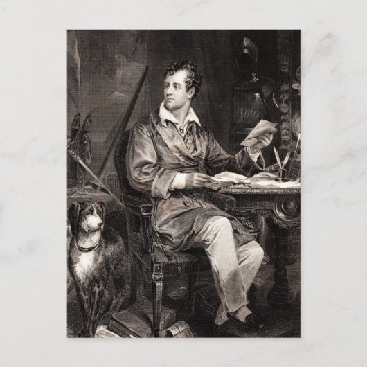 ヴィンテージ1800年代バイロン卿ポートレートビクトリアン詩人 ポストカード (正面)