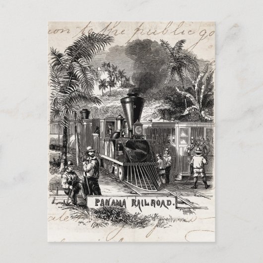 ヴィンテージ1800年代パナマ運河の鉄道テンプレート ポストカード (正面)