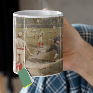ヴィンテージ1800年代ベースボールゲーム コーヒーマグカップ