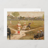 ヴィンテージ1800年代ベースボールゲーム ポストカード (正面/裏面)